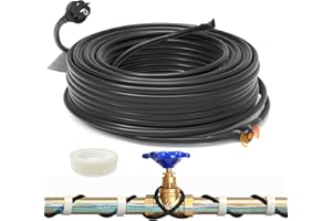 HEATIT JHSF 2m Selbstregulierendes Heizkabel mit Thermostat Ideal für WasserleitungWder Pflanzen, wasserdichte Begleitheizung, Innen-Rohrbegleitheizung Vorkonfektioniert mit Stecker 16,4 W/m 230V