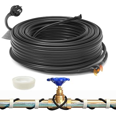Selbstregulierendes Heizkabel 17 W/m – Für Wasserleitungs-Frostschutz, 1~15 M Länge, Mit EU-Stecker, Bis 125°C