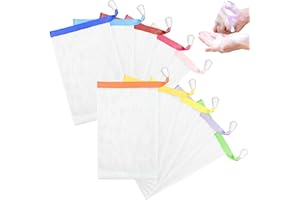 AHQiZFX Lot de 10 filets à savon, en nylon, pour nettoyage du visage, en mousse, avec cordon de serrage, pour le bain, le corps, le nettoyage du visage