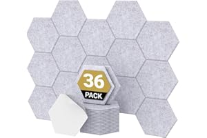 36-pak sześciokątnych paneli akustycznych, TONOR 30x26x1cm wysokiej gęstości panele dźwiękoszczelne do ścian, Dźwięk tłumienia izolacji panele ścienne, pochłaniająca hałas wyściółka, Szare