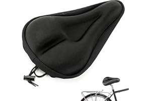PLUSHCEWT Thickened Foam Bike Seat Cushion Gel Padded Saddle Cover Shock Absorbing Extra Soft Comfortable Bicycle Seat Cover for Men Women Suitable for Peloton Cruiser Road Bikes Indoor Outdoor Use
