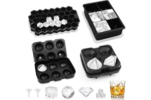 KFETFE Cubitera Hielo con Tapa, 4 Piezas Cubitos Hielo Silicona, Ice Cube Tray, Cubitos de Hielo, Cubiteras para Hielo Silicona, Moldes para Cubitos de Hielo para Cóctel Whisky