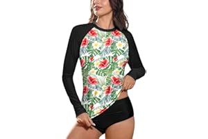 BesserBay Damen Rundhals Langarm Surf Shirt UPF 50+ Sonnenschutz Rash Guard S-XXL