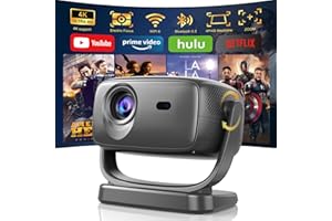 WEEJECTOR 4K Proiettore Portatile Home Cinema Proiettore TV 180° Rotabile Staffa WiFi 6 Bluetooth 5.2 4P&4D Correzione Trapezoidale Focus Elettrico Videoproiettore Compatibile con Smartphone/PC/HDMI/USB