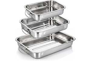 COM-FOUR® 3-delad stek- och bakformssats, rostfri stekpanna med handtag
