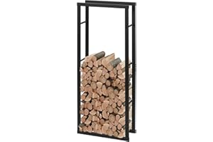 Laneetal Kaminholzregal Innen Außen, 150x60x25cm, Brennholzregal aus Metall, Holzstapelhilfe, Holzunterstand, Brennholzlager, Kaminholzständer, Holzlager, für Kaminholz Brennholz, schwarz