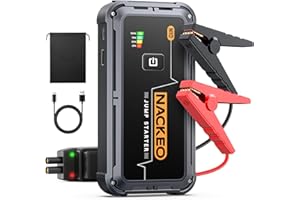 NACKEO Avviatore Batteria Auto 5000A, Avviatore di Emergenza per Auto/Moto (Fino a 9.0L Gas/8.5L Diesel) 12V Booster Avviamento con Torcia a LED, Ricarica Rapida, Cavi Avviamento, Compatto
