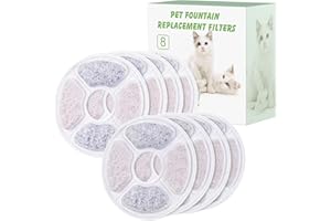 IRHODESY Filtri per 1,6L fontana per Gatti Fiore Fontanella Acqua, Filtri di Ricambio per Fontanella Animali Domestici con Resina e Carboni Attivi per Dispenser Acqua Automatico (8 Pezzi)