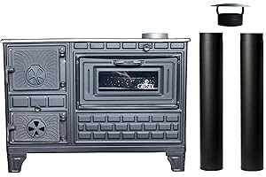 Giesty® Outdoor-Küchenofen Terrassenofen, Outdoorküche mit Grill, Gartenküche Holzofen Ofen mit Holz Holzkohle, Pizzaofen, Garten-Kamin, Outdoor-Küchenherd (Gusseiserne Tür)