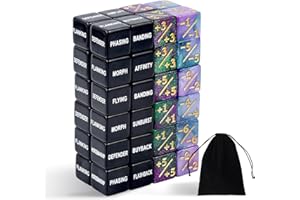DEAMOS 48 Pieces Ability Counter Dice,Black MTG Dice Counter,MTG Life Counter 1/+1,Massive Creature Stats Buff MTG Keyword Counters,MTG Dice Set for MTG,Card Games Accessories (Starry Night Purple Green)
