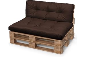 CLOUD PILLOW Palettenkissen 120 x 80 Wasserdicht - Europaletten Sitzkissen set Outdoor - Rückenkissen zum Garten - Perfekte Kissen für Palettenmöbel - Braun Farbe - UV-beständiges Material mit OEKO-TEX