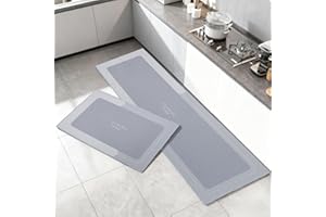 LHHMZ 2 Pieces Kitchen Rug Set, Non-Slip Washable Floor Mats, Anti Fatigue Kitchen Rug Sets, Comfortable Kitchen Mat for For Kitchen, Hallway, Home Decoration