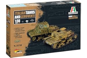 Italeri 25768 1:56 Carri Armati Italiani & Semoventi - Kit di Costruzione, Modellismo da Pavimento, Fai da Te, Hobby, Incollaggio, Plastica, Dettagli Fedele, Militare