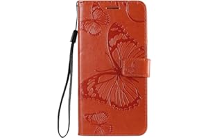 DENDICO Cover per Galaxy A10 / Galaxy M10, Pelle Portafoglio Custodia per Samsung Galaxy A10 / Galaxy M10 Custodia a Libro con Funzione di appoggio e Porta Carte di Credito - Arancia