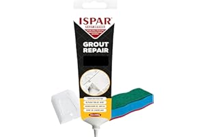 ISPAR Mortier de jointoiement noir 400 g – Enduit prêt à l'emploi pour carrelage – Avec spatule et éponge – Réparation des joints dans la salle de bain et la cuisine – Inodore et facile à utiliser