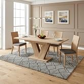 Moimhear Extendable Dining Table 140 (180) x 80 x 75.5 cm Oak Rectangular Dining Table for 4-6 People V Legs Simple Style