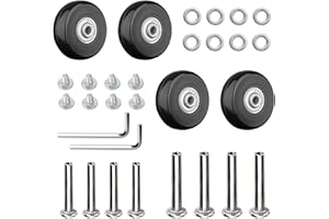 Skibetfo 4pcs 40x18mm Suitcase Wheels Replacement for Tripp,Black Luggage Wheels Replacement for Samsonite,Outdoor Skate Replacement Wheels, Rubber Swivel Caster Wheels with Bearings Repair Kits