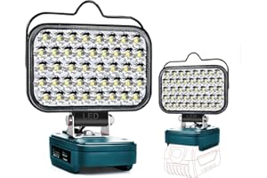 EDTRAN Lampada Led Ricaricabile Per Batteria Bosch 18 V, 80 W, Lampada 8000 lm, Cantiere, Alimentata A Pile, Proiettore con Ricarica Tipo C & USB Escursionismo, Pesca, Cantiere (Senza Batteria)