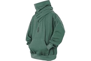 Eocicvvi Felpa Uomo con Cappuccio Collo Alto Pullover Hip Hop Stile Comoda Felpe Pile Hoodies Autunno Invernale Moda