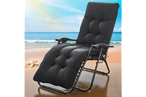 CUSHSUNR Waterproof Sun Lounger Cushion Only,Thick Sunlounger Cushions Replacement for Outdoor Furniture with Anti-Slip TiesTop Cover, Garden Rocking Sunbed Recliner Chair Cushion for Beach Patio 170*53*10cm