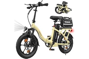 ‎ESKUTE ESKUTE D100 E-Bike Klapprad 16 x 2,5 Zoll, Elektrofahrrad für Herren Damen, Fatbike mit Abnehmbarem 36V 13Ah Akku, Lange Reichweite bis 100 km, Faltbares Pedelec für Erwachsene
