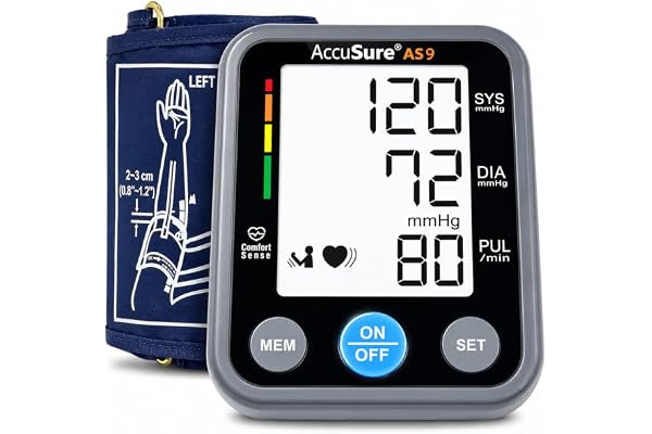 AccuSure AS09 Fully Automatic Digital Blood Pressure Monitor With Large Display, Most Advanced Technology & Accurate Measurem