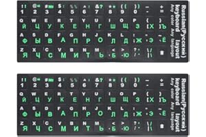 LUCOCIA 2PCS adesivi universali per tastiera giapponese, adesivi di ricambio per tastiera per computer portatile, tastiera per desktop, notebook, tastiera, adesivo con alfabeto (Russo Verde)