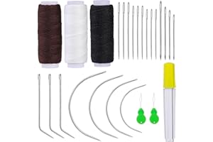 MASPHY Leder Nähnadeln Set, Nähgarn, 20 Stück Leder Nähnadeln und 3 Stück Nähfäden, perfekte Innendekoration, verwendet für Möbelreparatur, Leder Handwerk DIY Projekt Polster Reparatur Nähset2