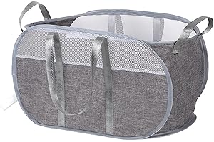 CHIREST Laundry Hamper Basket,Pop Up Collapsible Laundry Baskets,1PC Foldable Mesh Popup Laundry Hamper with Reinforced Carry Handles,Mesh Laundry Basket for Kids Room College Dorm or Travel