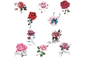 QZKJQDD Tymczasowe tatuaże, tatuaże dla dorosłych, różne kolory, kreatywne, realistyczne tatuaże kwiatowe, tymczasowe naklejki z motywem motyla, dla mężczyzn i kobiet (20 zdjęć)