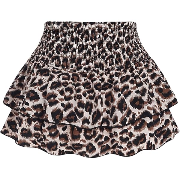 GORGLITTER Y2K minirok voor dames, broekrok met camouflage, meerlaagse korte partyrok, elastische taille, plooirok met ruches, festivaloutfit, legergroen, S