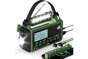 ROXICOSLY 12000 mAh Kurbelradio, Solar & Kurbel Notfallradio, Tragbares Retro Radio mit Weltempfänger, AM/FM/SW Radio, Als Taschenlampe & Leselicht, USB Handy-Lader, SOS Alarm, Für Camping, Notfall, Blackout