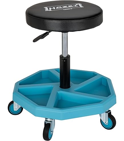 STAHLWERK VWH-300 ST Height-adjustable Workshop Stool with Large Storage Compartment, Load Capacity up to 136 kg, 59-76 cm Seat Height, Wheelchair/Roller Stool with Ball Bearing Smooth Running Casters