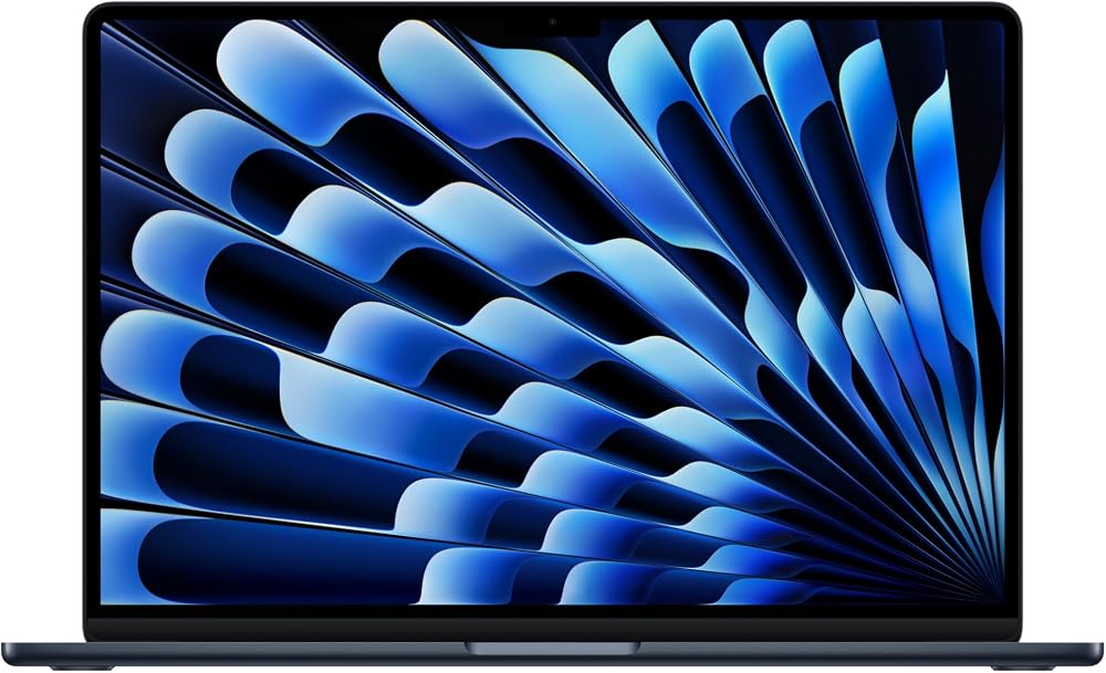 Apple M5 çipli 15 inç MacBook Air Laptop: 15.3 inç Liquid Retina Ekran, 10 CPU, 10 GPU, 16GB Birleşik Bellek, 1 TB SSD Depolama, 12 MP Center Stage Kamera, Touch ID; Gece Yarısı