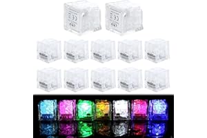 APOMOONS Glaçon Lumineux LED, Lot de 12 Coloré Flash Ice Cube Couleur Lumineux pour Champagne Tour fête Mariage Club et Barre