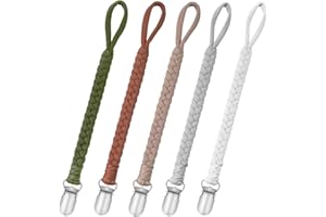 CLDY Dummy Chain Baby for Boy, 5 Pieces Dummy Holder Linen Set, Cotton Dummy Strap Girls and Boys Dummy Chain Clips, Nuggy Chain, Fits All Baby Teething Toys, Baby Shower