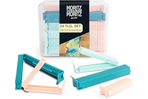 ‎MORITZ & MORITZ Moritz & Moritz 24 Verschlussclips – inkl. praktischer Box – Clips für Tüten – Tütenclips für Lebensmittelaufbewahrung – auch als Gefrierbeutel Clips geeignet