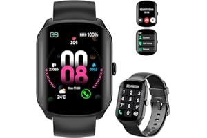 QECNATO Reloj Inteligente Hombre Mujer, Smartwatch 1.95'' Pantalla Curva, Bluetooth y Pulsómetro, Pulsómetro/Monitor Sueño, 112+ Modos Deportivos Pulsera Actividad, IP68 Impermeable Para iOS Android, Negro