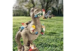 LYEAA Dinosaurier Essen Zwerge Gartenstatuen, Gartenzwerg Statue, Outdoor Garten Kunst Figur Dekor, Garten Skulptur für Patio, Rasen, Hof Dekoration, Einweihungsparty Geschenk (24cm)