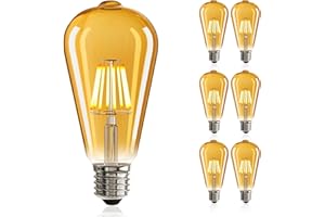 NUODIFAN LED Edison Glühbirne E27, 6 x 8W Vintage Glühbirne Dimmbar LED Filament Birne Lampe Amber Glas (1000 Lumens, 2700K) Ideal für Dekorative