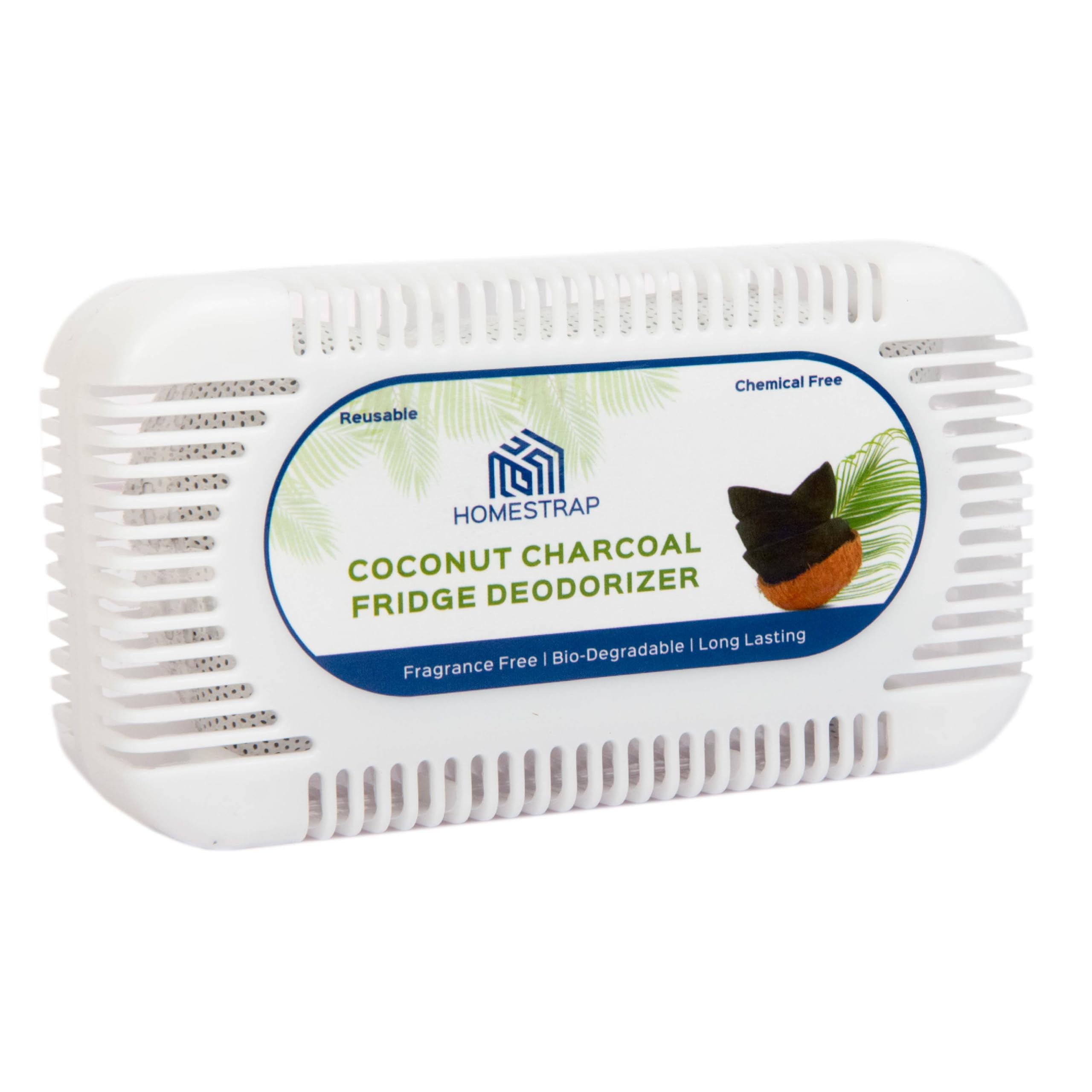 Homestrap (Pack of 1) Coconut Charcoal Fridge Deodorizer 60 Gram | Fresh, Natural Odor Absorber for Your Refrigerator (Fridge