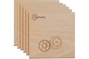 Creatorally Contrachapado 3mm, Maderas para Bricolaje para Láser 30x30 cm, Tablero Madera Contrachapada Caoba 6 Piezas para Grabado Corte CNC Pintura