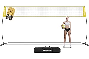 BAGAIL Rete da Pallavolo, Rete da Pallavolo Portatile da Giardino 12ft/20ft - Regolabile in Altezza, Telaio Resistente, Design Indipendente - Set da Pallavolo Portatile per Esterni e Interni