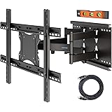 BONTEC TV Wall Bracket for 37-80 inch LED LCD Flat & Curved Screen, Swivel Tilt TV Wall Mount Full Motion, Heavy Duty Strong 