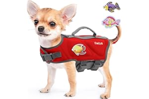Sheripet Dog Life Jacket, Good Visibility Dog Life Vest for Swimming with Reflective Stripes and Rescue Handle, Dog Flotation Vest Suit for Small Medium and Large Dogs (Red, XS)