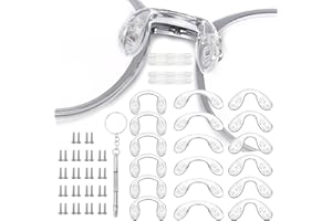 WUSANNA 18 Stück Nasenpads Brille, U-Form Design Brillen Nasenpads Silikon, Brillen Reparatur Set mit kleinen Schrauben Muttern, Brille Silikon Nasenpads für Brillen und Sonnenbrillen,3 Verschiedene Größen