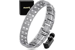 MagnetRX® Pulsera Magnética Ultrarresistente - Brazaletes de Acero Inoxidable para Hombres – Pulsera de Longitud Ajustable con herramienta de Medición para un Ajuste Perfecto (Gris Metálico)