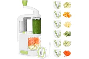 SEDHOOM DIRECT Cortador de Verduras-Espiralizador vegetal para Alimentos de 6 Cuchillas, Manual Calabacin Pasta, Adecuado para Zanahorias, Cebollas y Otras Verduras y Frutas para Hacer Salsas, Ensaladas, etc