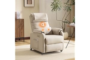 Bonnlo Relaxsessel, Fernsehsessel, Elektrisch Massagesessel mit Liegefunktion, TV Sessel, 2-Punkt-Massage & Wärmefunktion, USB-C & USB-A Anschlüsse, 1 Seitentasche, Kratzfestes Leder, Beige