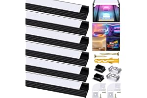 Chesbung U-formad svart LED aluminiumkanal för LED-remsor upp till 16 mm, LED-profil diffusorspår med mjölkvitt skydd och 90 graders hörnkontakt, lämplig för Philips Hue LED-remsor